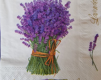 Lot de 2 serviettes en papier - Bouquet de Lavandes