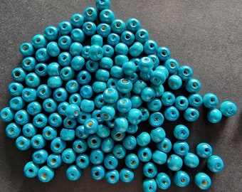 Lot of 10 blue wooden beads 7mm