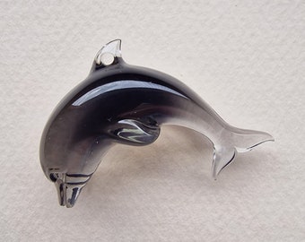 1 Transparent Black Dolphin Pendant / Charm in Swarovski Acrylic - 4.5cm