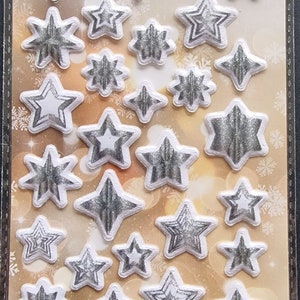 Feuillet de 34 Stickers Etoiles Pailletées