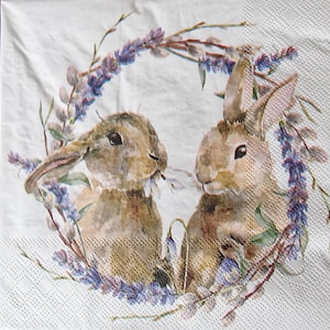 Set di 2 tovaglioli di carta - Rabbit Wreat - Conigli