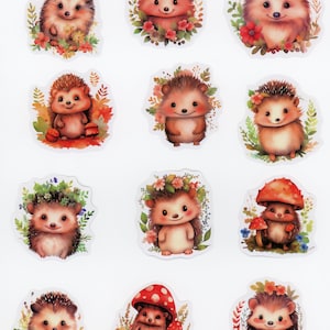 Lot de 17 stickers autocollants Hérissons Mignons (Lot 3)