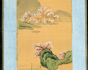 Chinese Painting on Silk glued on cardboard - Handmade - 20th Century - Landscape Series (3B/12)