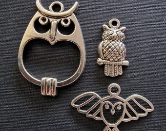 Lot de 3 breloques Hibou