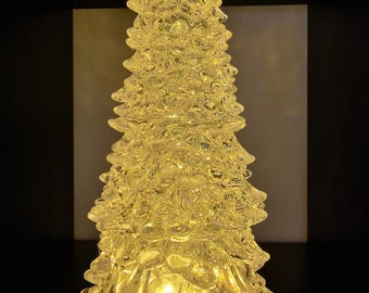 Sapin de Noël lumineux blanc chaud ( jaune ) rempli d'eau pailletée