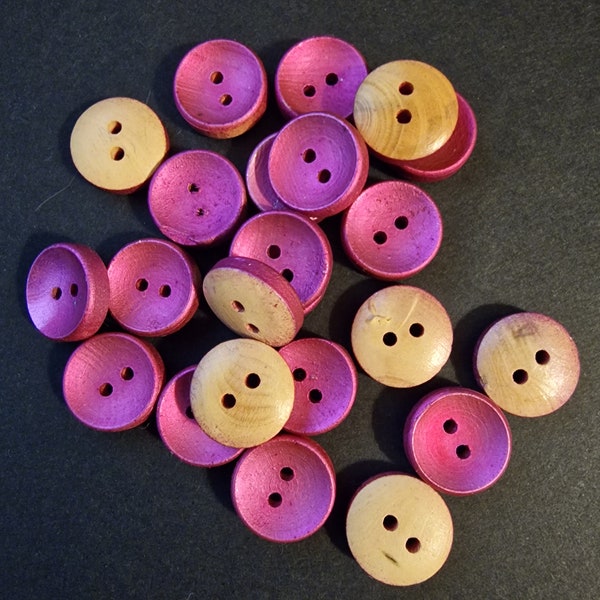 Lot de 4 boutons en bois rond Fushia