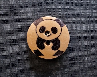 Lot de 4 boutons en bois ronds Panda