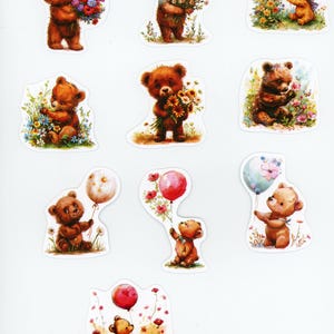 Lot de 10 stickers autocollants Oursons Mignons (Lot 2)