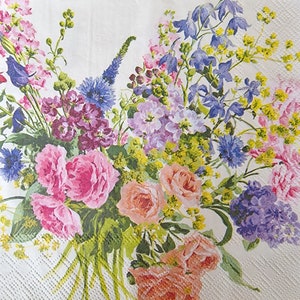 Set di 2 tovaglioli di carta - Bouquet di fiori crema