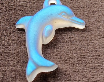 1 Swarovski AB Frosted Crystal Dolphin Pendant / Charm - 2cm