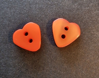 Set of 6 acrylic buttons in orange hearts