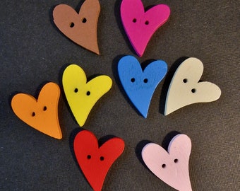 Set of 3 wooden heart buttons