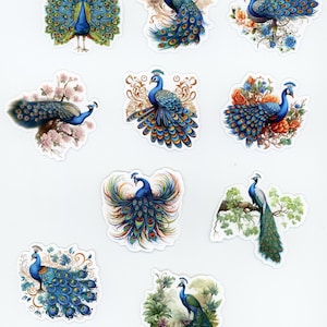 Lot de 10 stickers autocollants Paons (Lot 1)