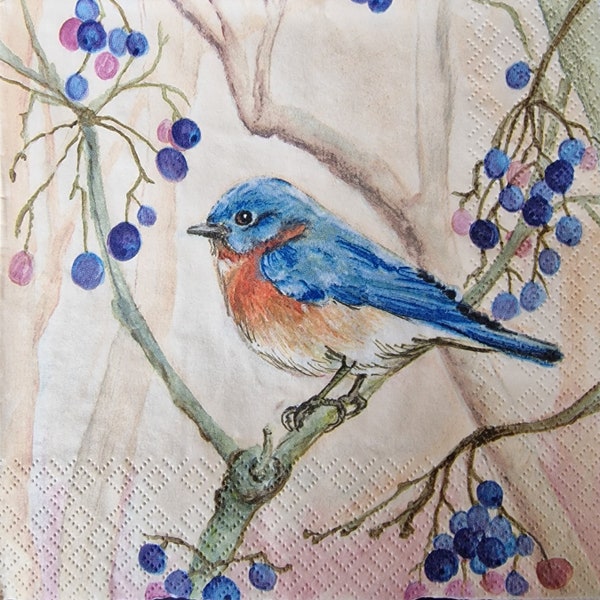 Lot de 2 serviettes en papier - oiseau bleu (Peter in the Tree)