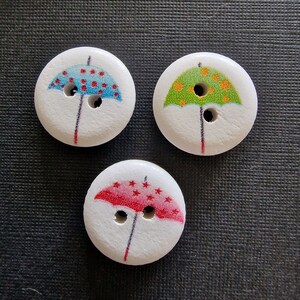 Set of 4 wooden buttons umbrella image 1