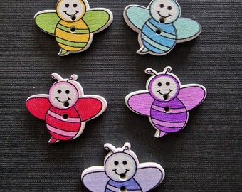 Set of 4 wooden buttons "bees"