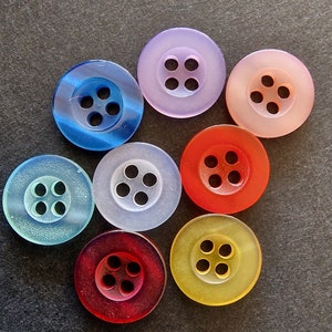 Set of 5 small multicolored round buttons 4 acrylic holes