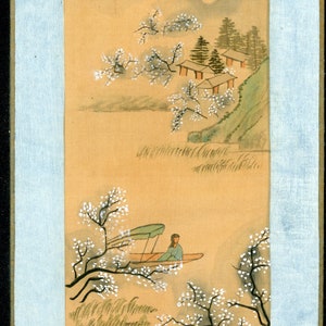 Chinesische Malerei auf Seide auf Karton geklebt - Handgefertigt - 20. Jahrhundert - Landschaftsserie (1B/12)