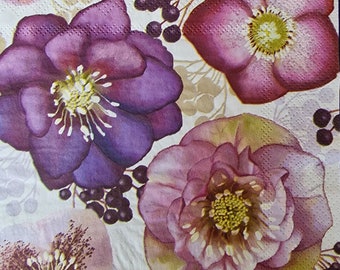 Set di 2 tovaglioli di carta - Fiore (Helleborus Pink)