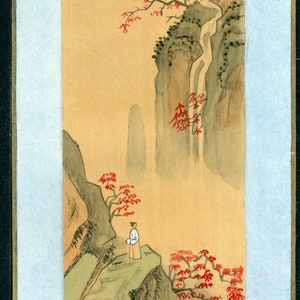Chinesische Malerei auf Seide auf Karton geklebt - Handgefertigt - 20. Jahrhundert - Landschaftsserie (8B/12)