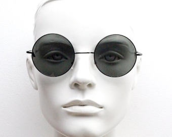 Round small silver mirrored Sunglasses Vintage 90s John Lennon Small Lens Round Retro Glasses Black Silver John Lennon  main image 3