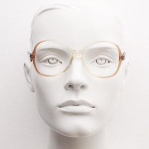 70s vintage round eye glasses made in France. Womens yellow and brown ombre crystal acetate optical frame. Small Prescription RX spectacles