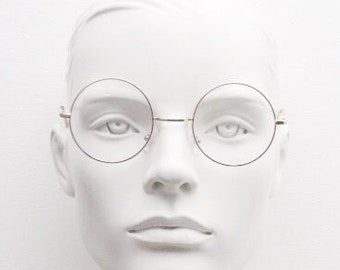 90s vintage round rose gold eye glasses. Clear lens 20s design metal frame eyeglasses. John Lennon spectacles. Unused NOS
