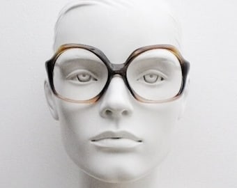 70er Jahre Vintage grobstrick Brille - oversized Brille. Authentische große braune Acetatfassungen. Korrekte Brille. RX Spez