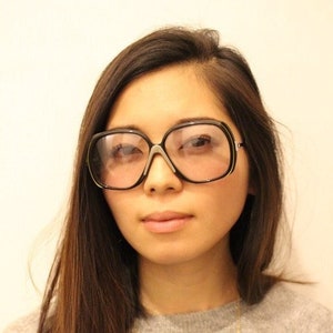 Jacques Esterel Paris 60's vintage glasses. Oversized black and silver optical frames. Clear lens eyeglasses. RX spectacles. NOS