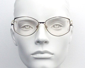Gafas vintage estilizadas Rodier de los años 80, modelo MR221. Montura angular dorada. Gafas graduadas para mujer. Gafas graduadas.