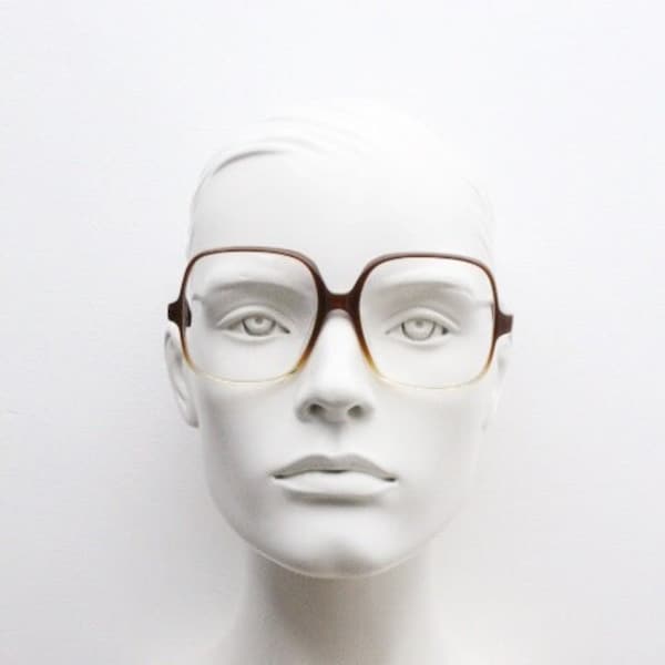 Renato Balestra 70s vintage big square eye glasses made in Italy. Oversized brown ombre acetate optical frames. Prescription eyeglasses. RX