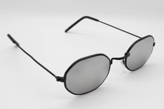 サングラス/メガネ vintage octagon wire rim very rare! 90's Octagon Vintage Sunglasses With Black Metal Frame and Silver