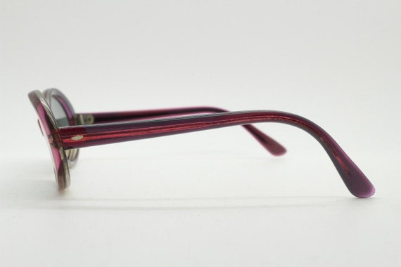 60s vintage oval acetate sunglasses. Deep plum wo… - image 5