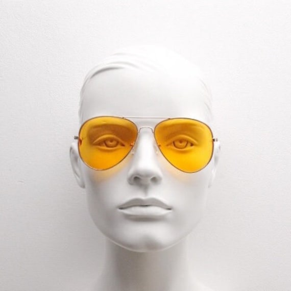 Y2K Vintage Aviator Sunglasses. Blazing Orange Lenses in Slim