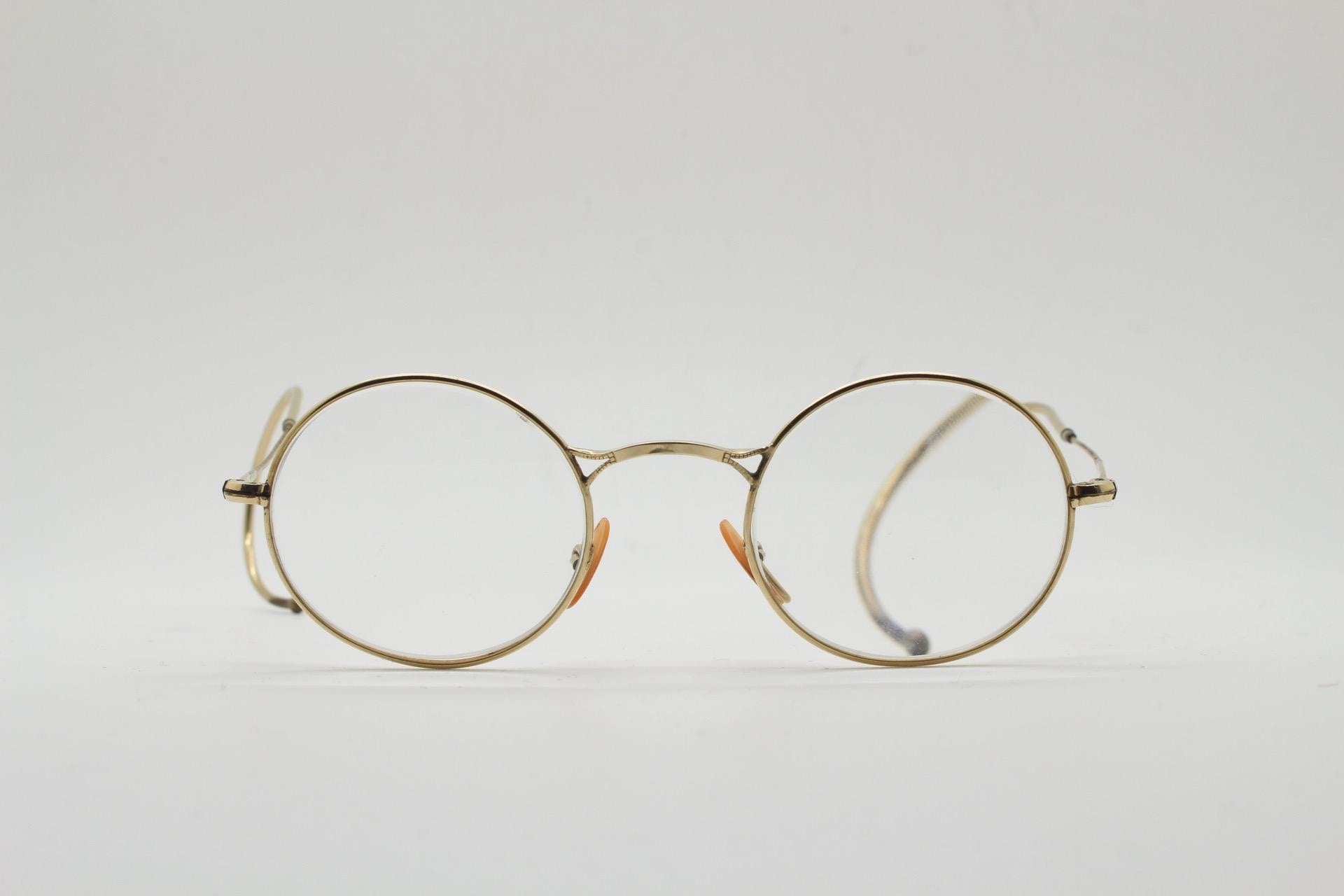 30s Vintage Round Eye Glasses. Gold Optical Frame With Slim Arms and ...