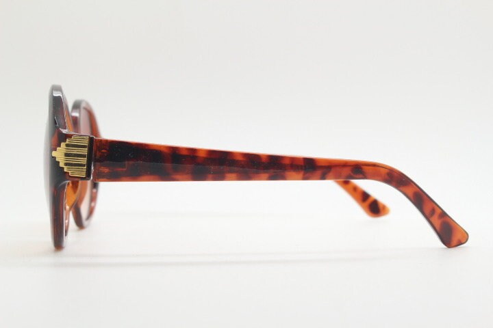 Vintage 70s 80s Oversized Sunglasses Amber Tortoise Shell Brown Gradient Boho 80s Vintage Oversized Round Sunglasses. Amber Tortoise Frame  main image 2