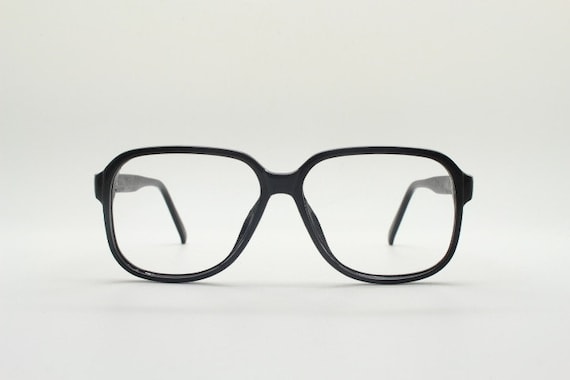 70s Vintage Acetate Square Aviator Eye Glasses. Plain Black  display picture 3