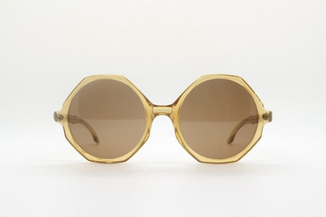 Vintage Oversized Octagon Women’s Sunglasses Amber 90s Vintage Octagon Sunglasses. Amber Orange 8 Sided 60s  main image 3