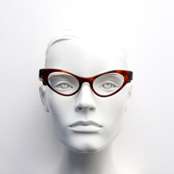 Vintage 50s curved cat eye glasses made in the U.… - image 1