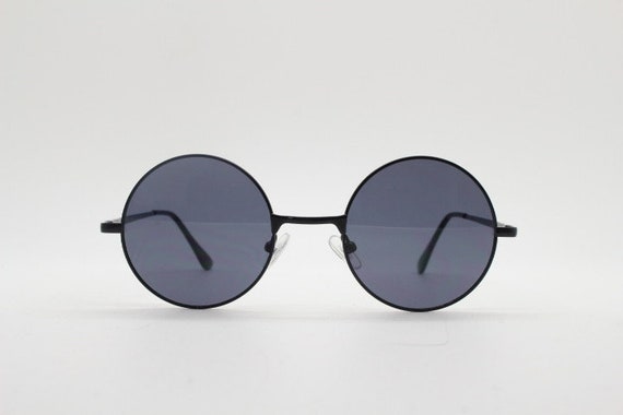90s Round Vintage Sunglasses. Small Black Gloss 20 s Style Metal Frame With Black Lenses. John Lennon. 80s Etsy UK