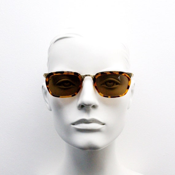 90s Vintage Rectangular Sunglasses With Radiant Honey Tortoise Etsy