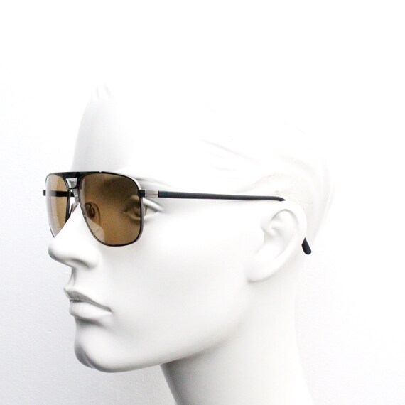 90s vintage small square aviator sunglasses. Matt… - image 7