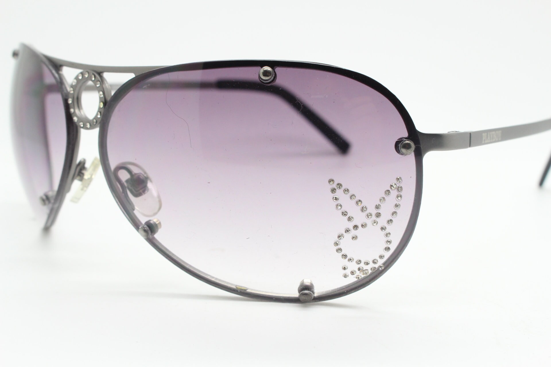Playboy Y2K Aviator Sunglasses. Large Curved Teardrop 