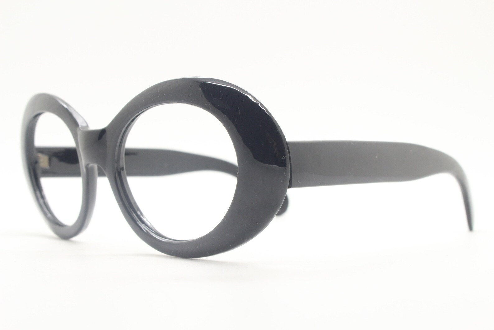 90s Vintage Big Round Glasses. 60s Mod Design Thickened Black ...