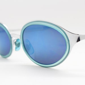 Retro Stil Oval farbige schlanke Sonnenbrille kleinen Metallrahmen flache