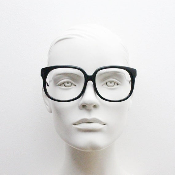 Buy 80s Vintage Square Oversized Cat Eye Black Gloss
