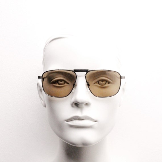 90s vintage small square aviator sunglasses. Matt… - image 6