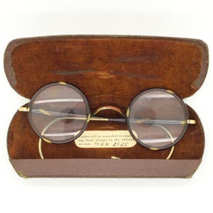 ブラウンラウンドフレーム　アンティークメガネ 1930s eyeglasses - Etsy 日本