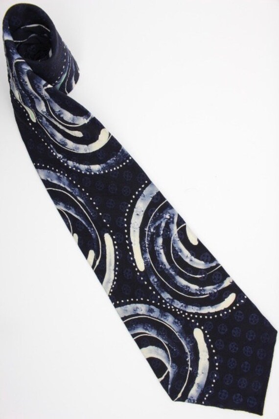 70s vintage pure silk Japanese neck tie. Abstract… - image 5