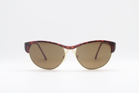 Cat Eye Sunglasses - 90s Style Half Frame 90s Vintage Cat Eye Sunglasses. Half Frame Tortoise 50s  main image 3